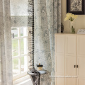 Blackout Shading Cotton Linen Printed Window Curtain Sheer